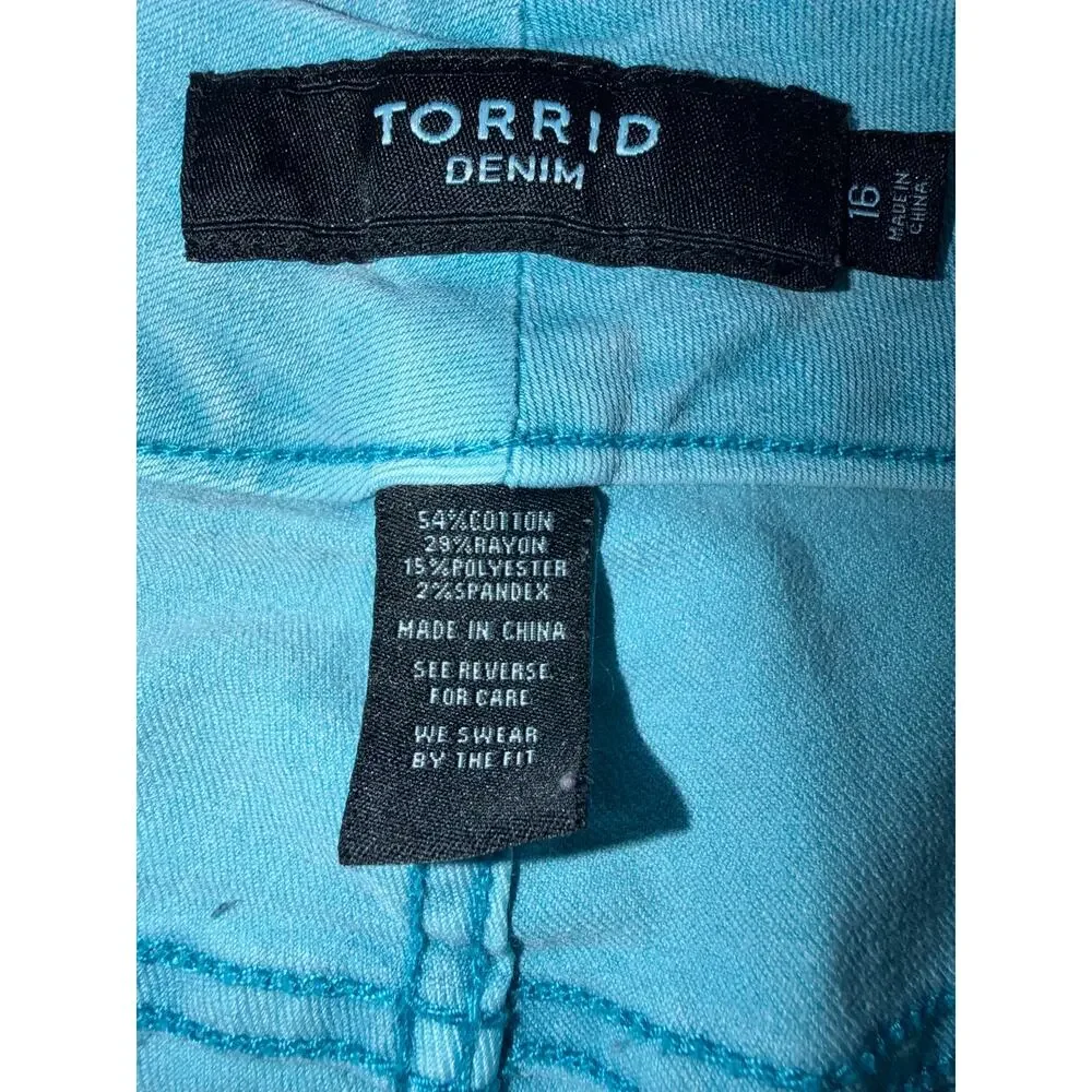 Torrid Bright Blue High Rise Stretchy Skinny Jeans Sz 16 Capris Dopamine Dress